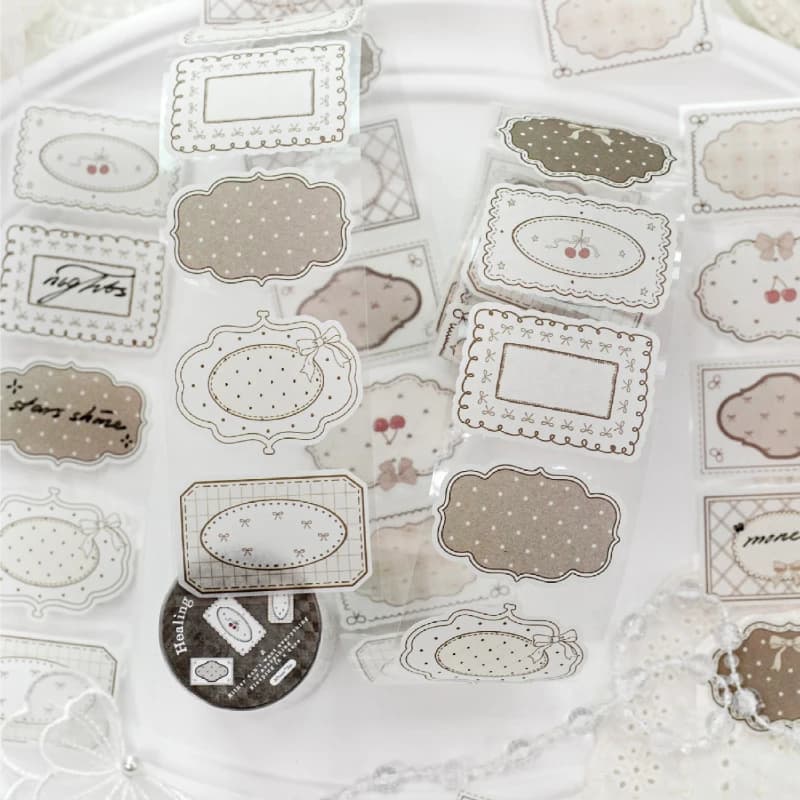 6 rouleaux de bandes Washi de la série Healing Tag, autocollants pour scrapbooking, cadres vintage, matériel pour journalisation et fournitures de scrapbooking DIY