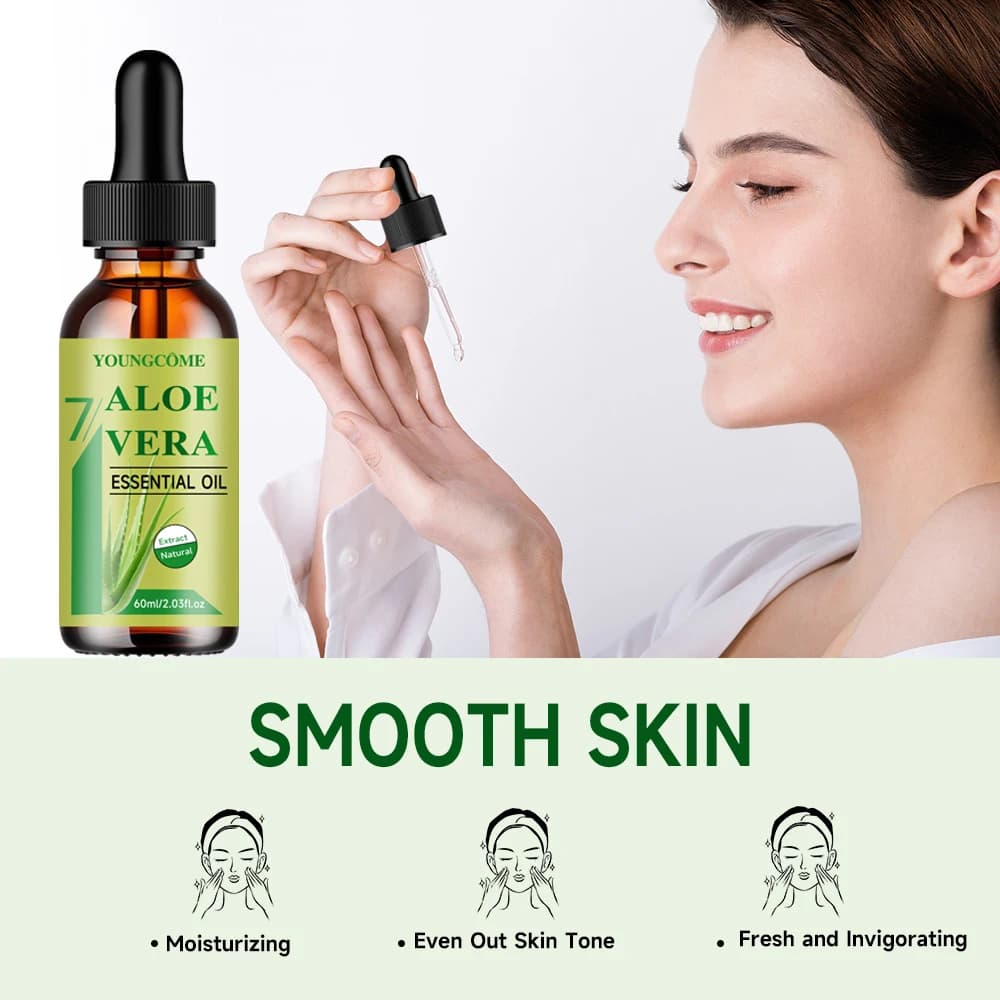 YOUNGCOME huile essentielle d'aloe vera Anti-âge raffermissant peau visage hydratant relaxant huile de Massage réparation des cheveux soins de la peau huile pour le corps