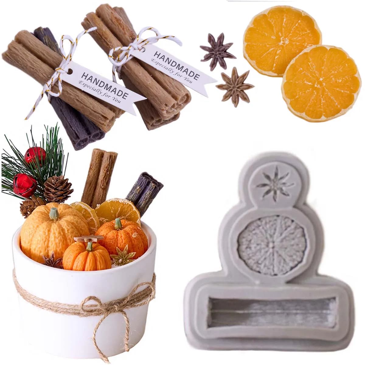 3D citron cannelle étoile anis noix noël Silicone moule cire bricolage Cupcake bonbons cuisson moules chocolat Fondant gâteau décor outil