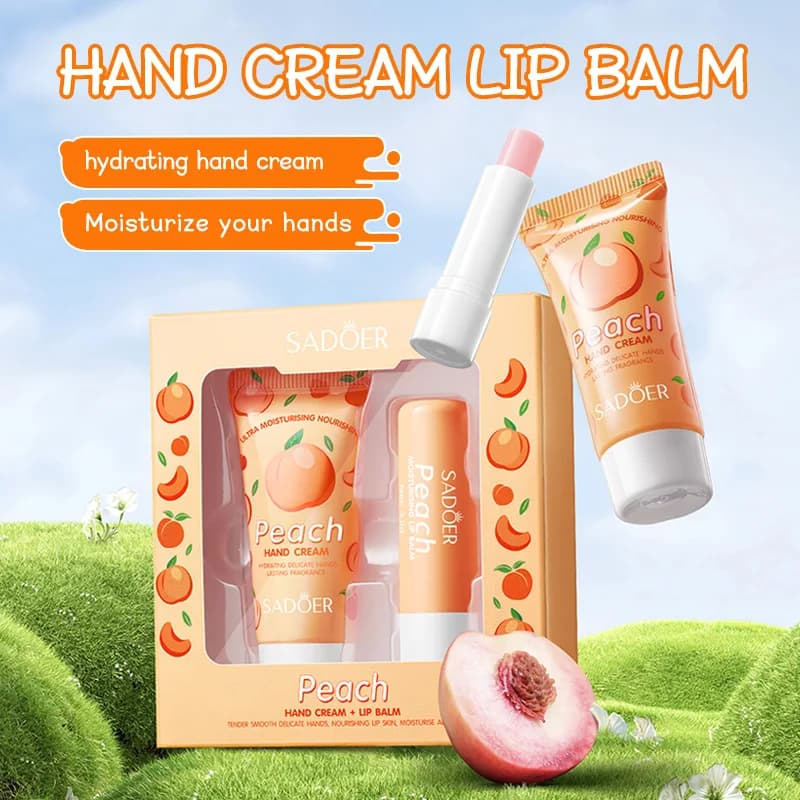 Ensemble de crème pour les mains et baume à lèvres à l'avocat SADOER, 2 pièces, kit de soin hydratant pour la peau, lèvres pulpeuses, traitement des lèvres avec effet repulpant