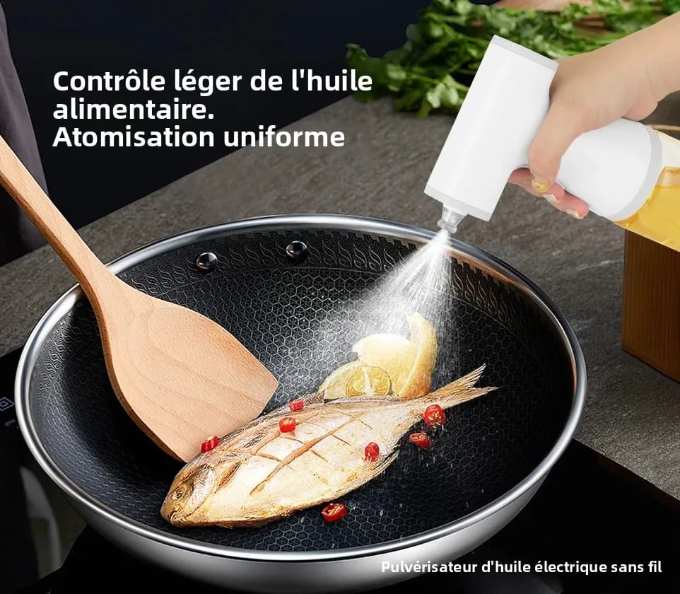 Bouteille pulvérisateur d'huile électrique – Outil de contrôle d'huile double mode pour une cuisine saine, qualité alimentaire, facile à nettoyer, idéal pour frire et grillades