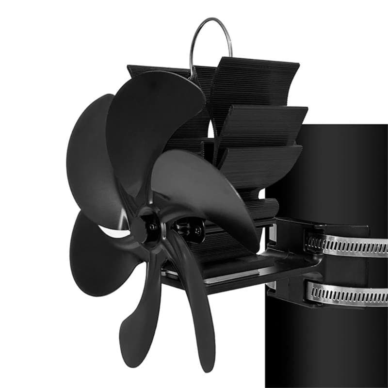 Ventilateur poêle alimenté par chaleur 5asd, Circulation d'air puissante pour chauffage confortable, 6 lames