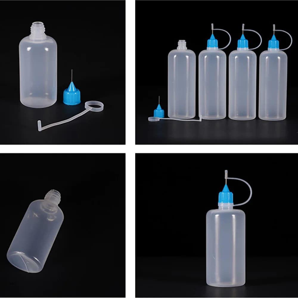 Bouteille applicateur à pointe compressible en plastique PE, compte-gouttes rechargeable avec bouchons à pointe d'aiguille, bouteilles d'huile, 5ml, 10ml, 20ml, 30ml, 100ml, 120ml