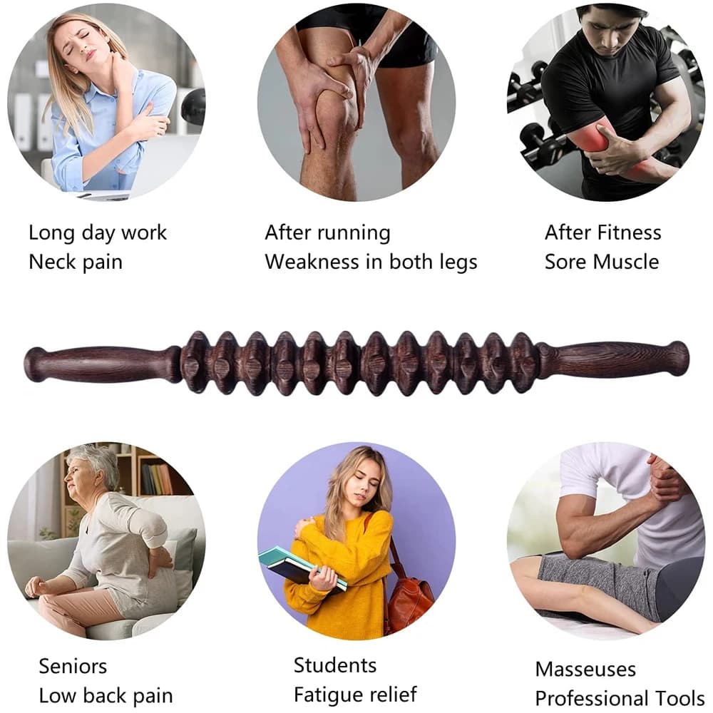 Rouleau musculaire, bâton de rouleau musculaire en bois avec Points de déclenchement, rouleau de massage musculaire corporel pour le dos des jambes, soulage la douleur musculaire
