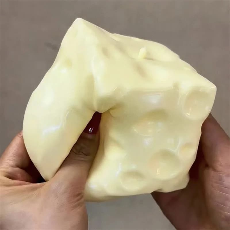 Balle anti-stress géante en forme de cube de fromage, jouet sensoriel ASMR non rebondissant, cadeau de festival