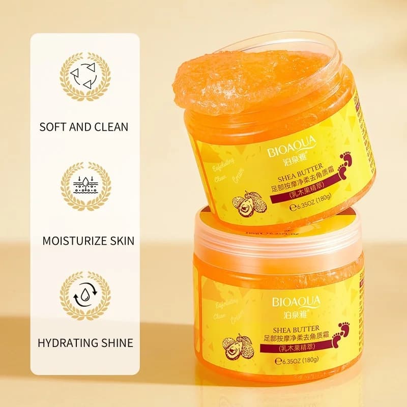 Crème exfoliante pour massage des pieds, masse en douceur la peau, nettoie en profondeur la saleté et exfolie, aide à améliorer la texture rugueuse de la peau, laissant les pieds propres, doux, lisses