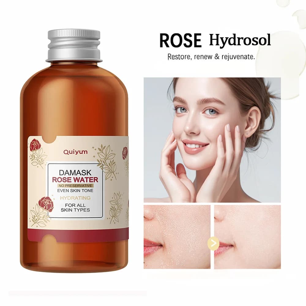Eau de Rose pour le visage, Toner pour le visage, Essence de pétales de Rose organiques, sérum hydratant, rafraîchit, élastique, rétrécit les Pores, soins pour la peau