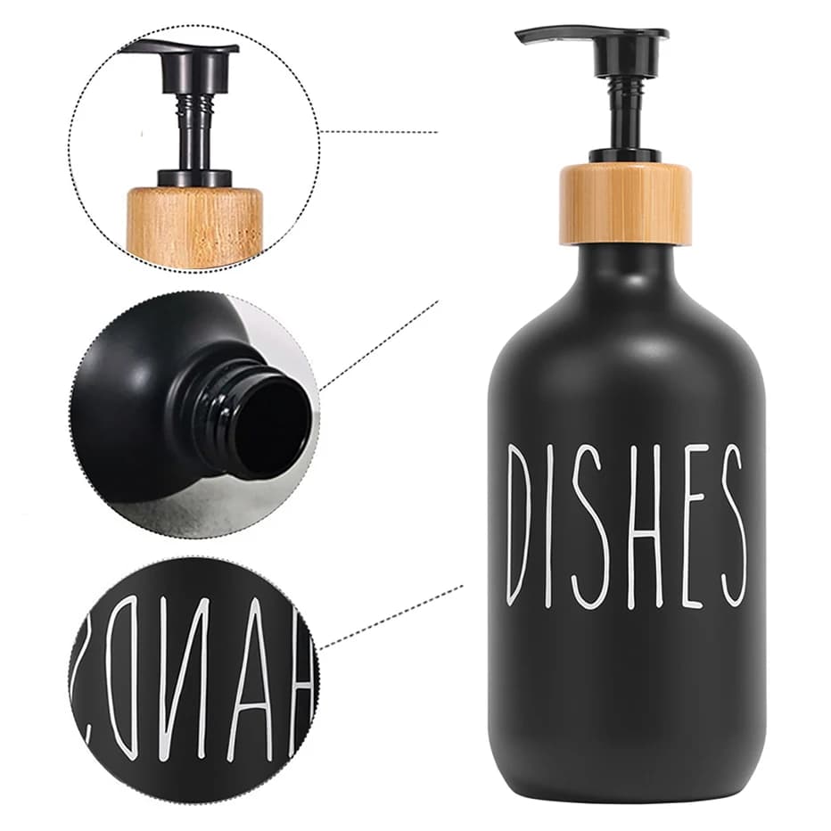 Ensemble distributeur de savon à vaisselle noir