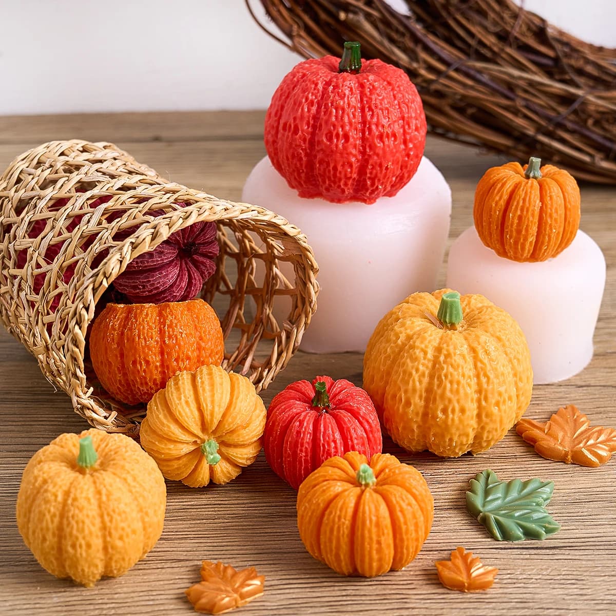 Moule en Silicone pour bougie d'automne, bricolage fait à la main, citron, cannelle, étoile, anis, noix, citrouille, plâtre, résine, gâteau au chocolat, fournitures de décoration