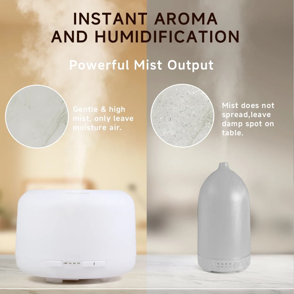 Diffuseur d'huiles essentielles de 500ml, diffuseur silencieux de brume d'aromathérapie, humidificateur d'air ultrasonique avec télécommande avec fonction de synchronisation