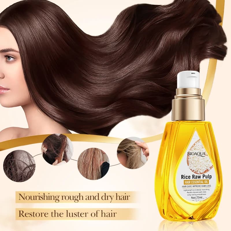 Purée de riz, huile essentielle de soin capillaire, riz lisse et soyeux, pulpe brute, huile d'essence capillaire, améliore la chute des cheveux, parfum longue durée pour voiture