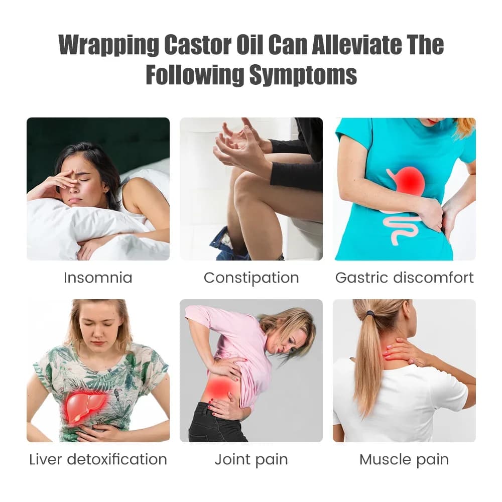 Pack d'huile de ricin, enveloppe de Compression d'huile de ricin biologique, huile de ricin réutilisable, aide à l'auto-conditionnement pour le foie, les muscles de l'abdomen et les reins