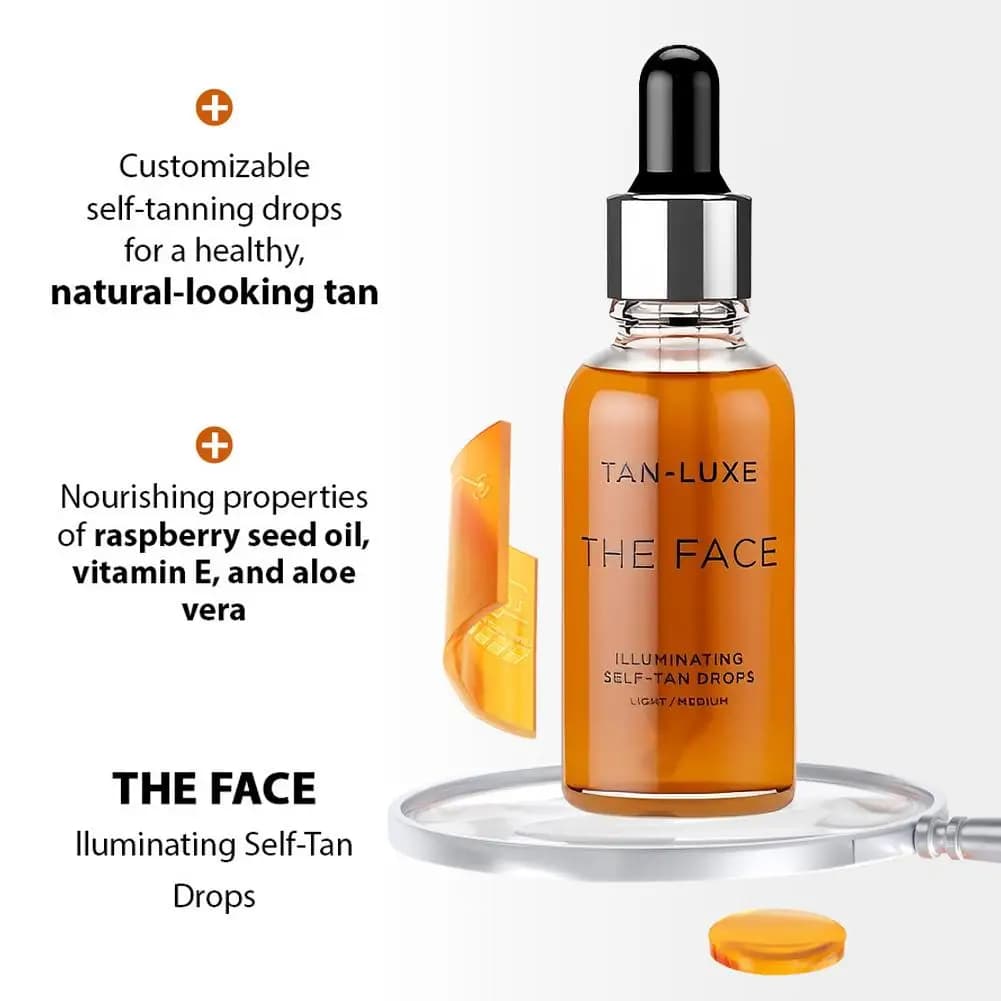 10 ml TAN-LUXE Gouttes autobronzantes visage et corps, huile illuminatrice bronzante, bronzage naturel, hydratant, extrait de plantes, essence bronzante