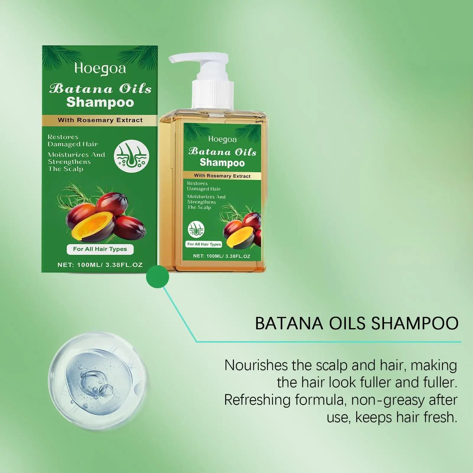 Batana – shampoing à l'huile, contrôle de l'huile, shampoing au romarin, réparation des cheveux endommagés, nourrissant pour le cuir chevelu, renforce les racines des cheveux, lissage des cheveux