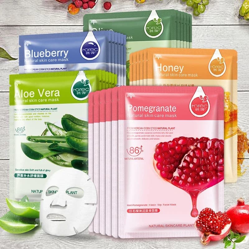 Masque facial aux plantes naturelles, hydratant, contrôle de l'huile, anti-âge, fruits, profitabilité, feuille coréenne, beauté, soins de la peau, 20 pièces