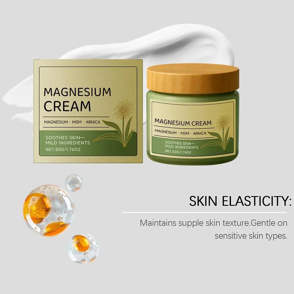 Crème apaisante au magnésium naturel 50g, lotion corporelle douce et non irritante pour un massage relaxant et une hydratation longue durée
