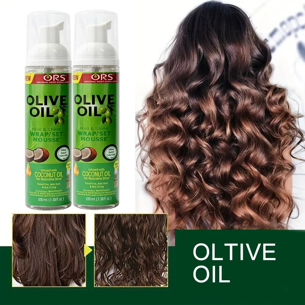 Mousse pour cheveux bouclés (100 ml) pour perruques, mousse coiffante à l'huile d'olive à tenue forte, mousse anti-frisottis pour coiffer les cheveux des femmes