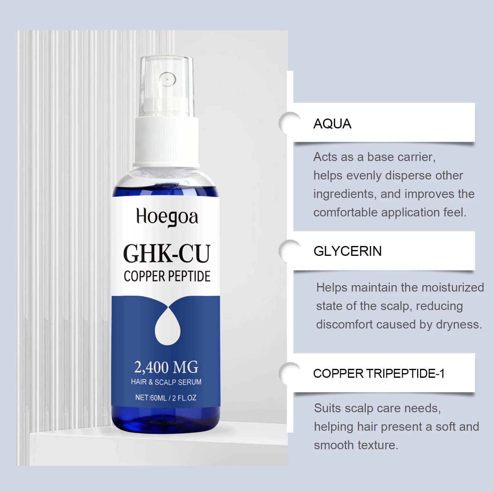 Sérum capillaire et pour le cuir chevelu au peptide de cuivre