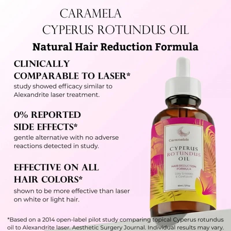 Huile Essentielle de Caramela Nutgrass 60ml – Soin Doux Cheveux et Corps – Hydratante, Nourrissante, Lissante – Huile Essentielle Hydratante pour Toute la Peau
