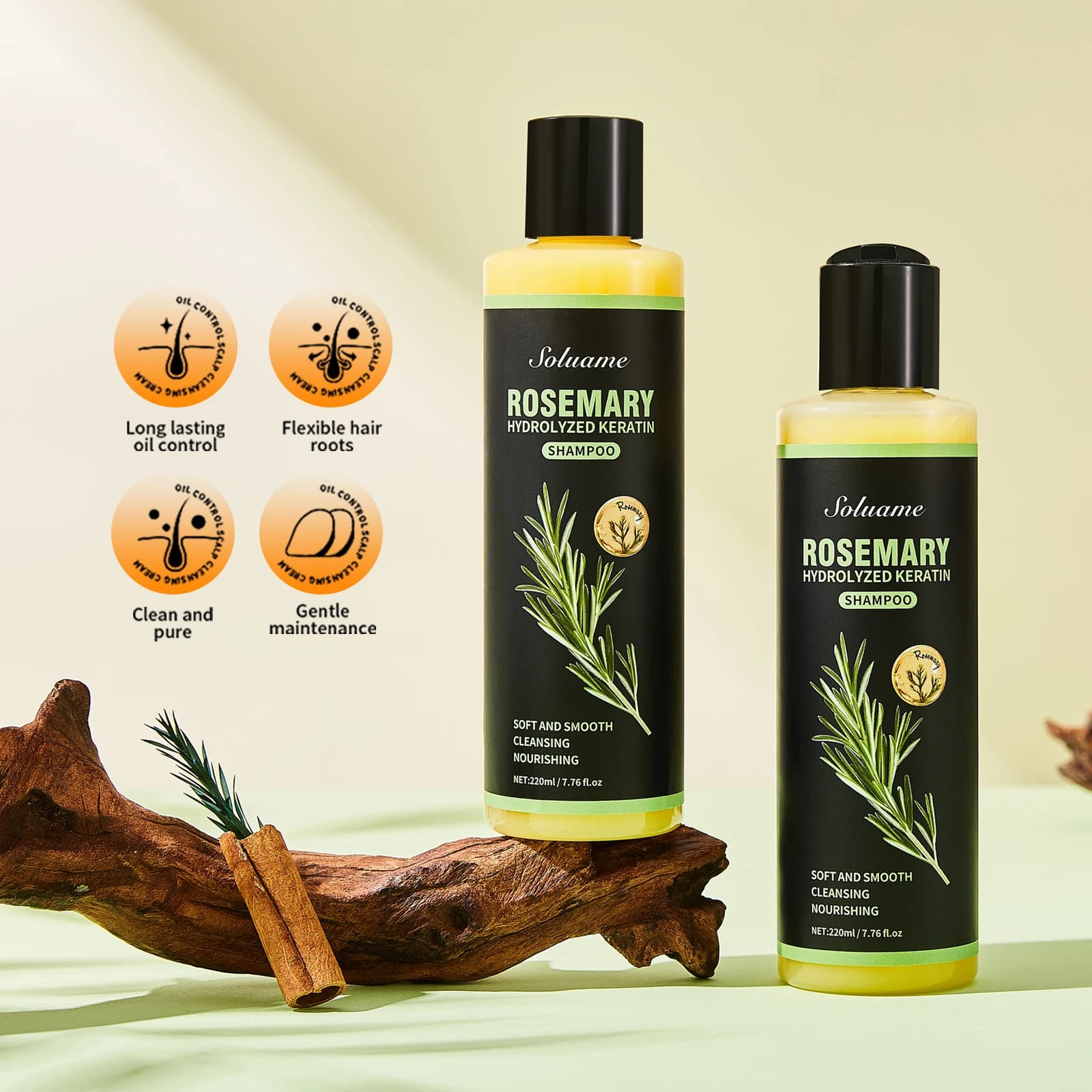 Shampoo au romarin avec kératine hydrolysée - Traitement capillaire doux