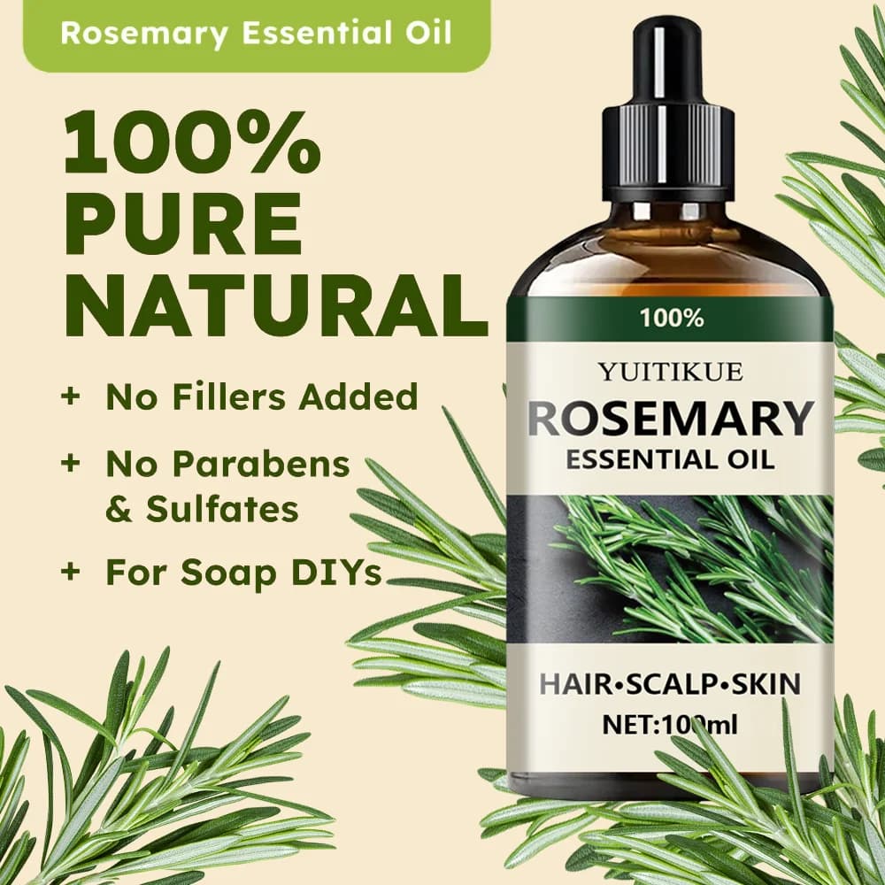 Huile essentielle de romarin, favorise la croissance des cheveux, revitalise et renforce, soin du cuir chevelu, faire des cheveux plus épais et plus forts