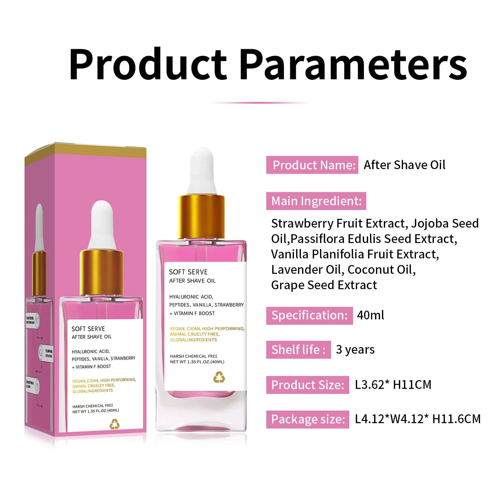 Huile après-rasage fraise vanille huile après-rasage vraiment pour une peau lisse hydrate douce Soins de la peau pour femmes, huile de rasage