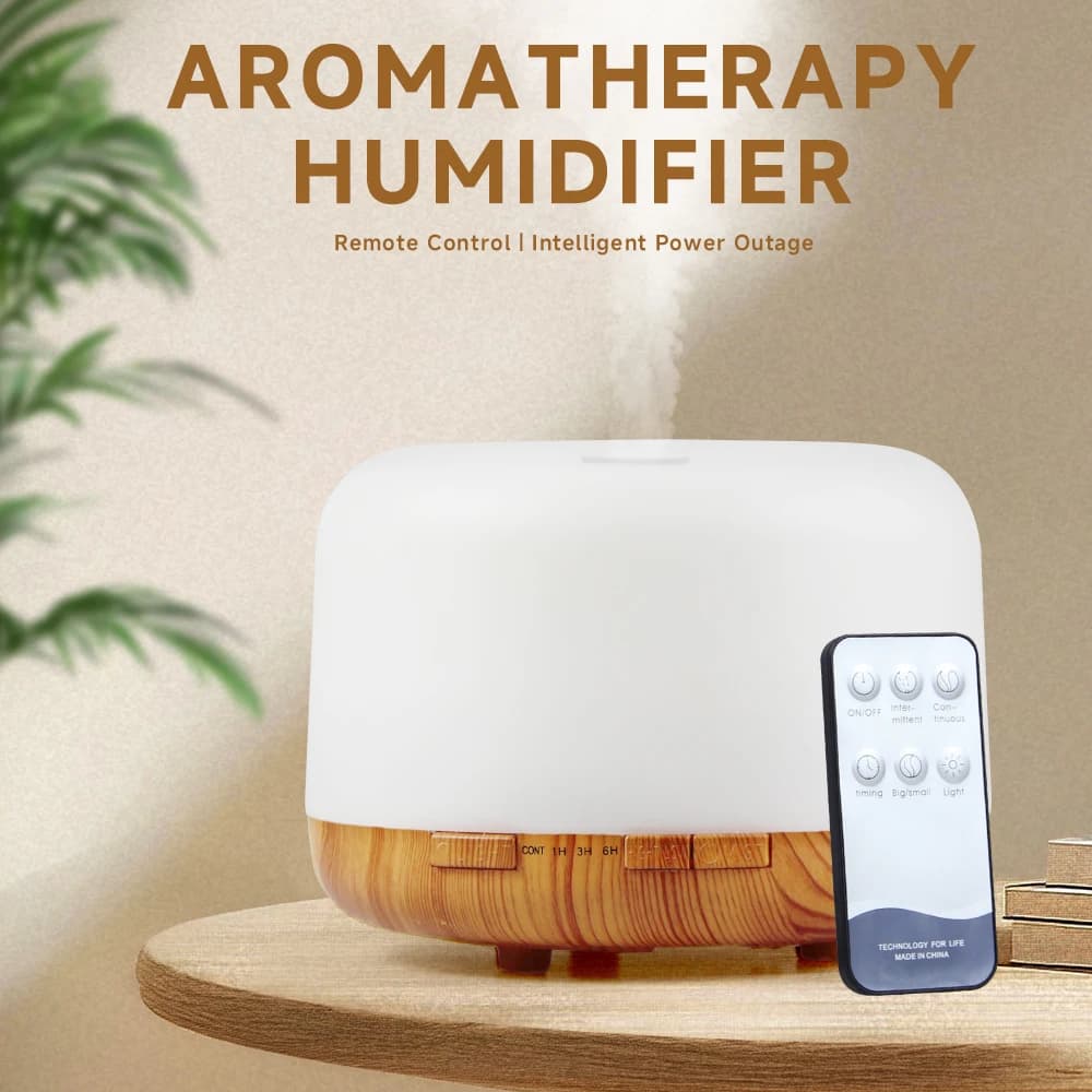 Diffuseur d'huiles essentielles de 500ml, diffuseur silencieux de brume d'aromathérapie, humidificateur d'air ultrasonique avec télécommande avec fonction de synchronisation