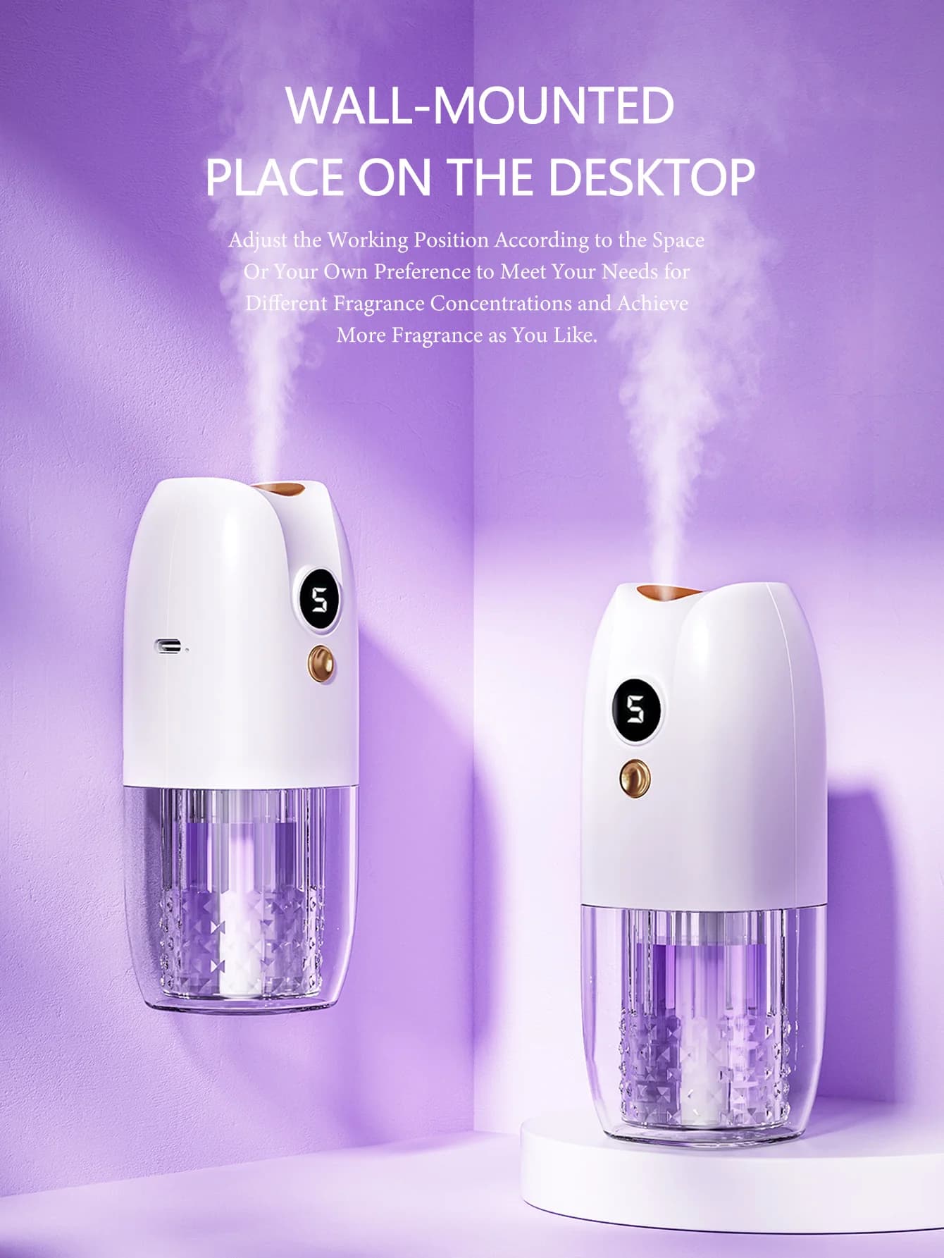 Diffuseur d'arôme portable rechargeable multifonctionnel, diffuseur d'huile essentielle, minuterie, désodorisant, voiture, maison, salon, salle de bains