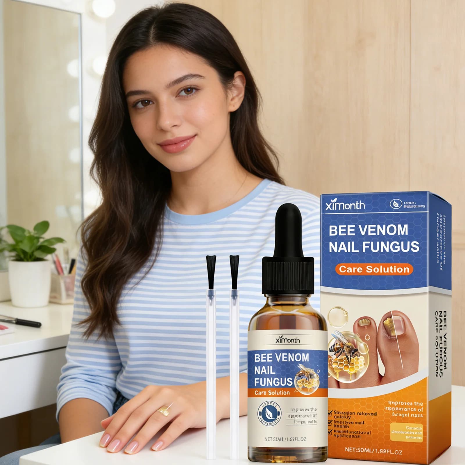 Solution de soin des ongles contre les mycoses, réparation de l'onychomycose, soin des ongles abîmés et fissurés des mains et des pieds, essence de soin des ongles 50ml