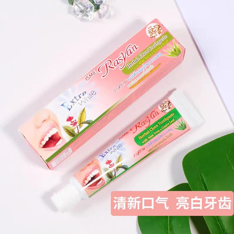 Dentifrice Thaïlandais Rasyan à la Clou de Girofle et à l'Huile de Coco pour l'Élimination des Taches, le Contrôle du Tartre et une Haleine Fraîche