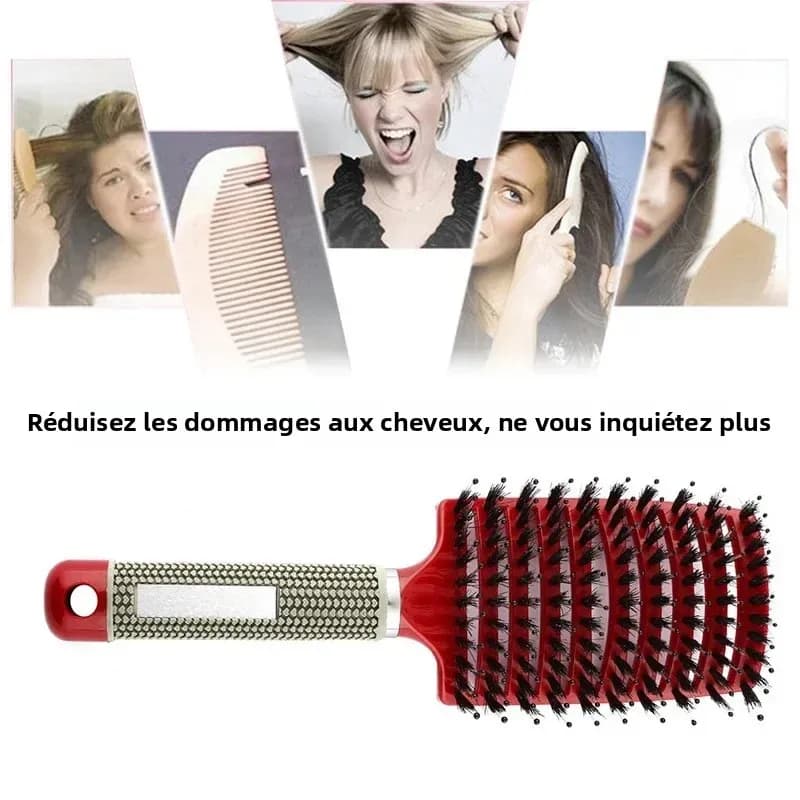 Brosse à cheveux peigne de Massage du cuir chevelu brosse à cheveux poils de sanglier en Nylon femmes humide bouclés démêlant brosse à cheveux Salon de coiffure outil de coiffure