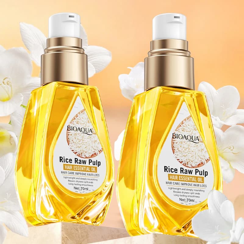 Purée de riz, huile essentielle de soin capillaire, riz lisse et soyeux, pulpe brute, huile d'essence capillaire, améliore la chute des cheveux, parfum longue durée pour voiture