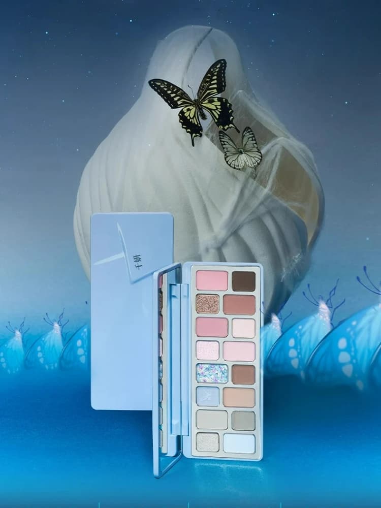Qianyan Cheeryep 16 couleurs Palette d'ombres à paupières Rock Dream Core bleu foncé facile à porter yeux maquillage à haute Saturation