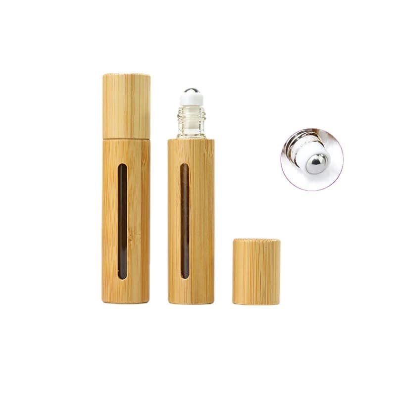 Bouteille fendue d'huile essentielle avec bouchon en bambou naturel, bois Mars, perle de marche, fenêtre, pad-embouteillage de nouilles, rouleau à rouler, 3ml, 5ml, 10ml