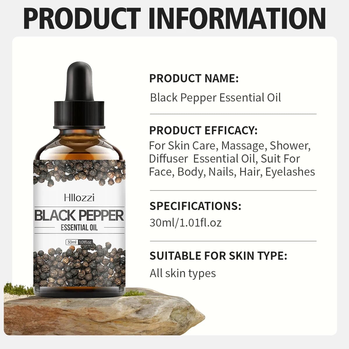 Huile essentielle de poivre noir 30ml, huile essentielle Pure, soulage le Stress, adaptée aux bougies d'aromathérapie, diffuseur de voiture, humidificateur