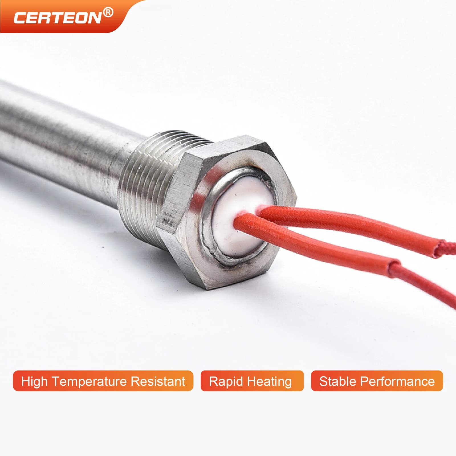 Résistance Chauffante Immersion 220V G1/2 Filetage Tube Chauffant Acier Inox 304 500-3000W pour Radiateur Réservoir d’Eau Chaudière Haute Efficacité Anticorrosion