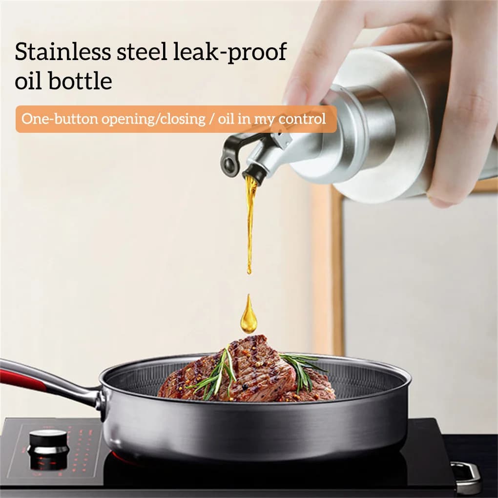 Bouteille d'huile d'olive en acier inoxydable, distributeur de Sauce anti-fuite, récipient transparent, peut outil d'assaisonnement, rôtissage, 290ml