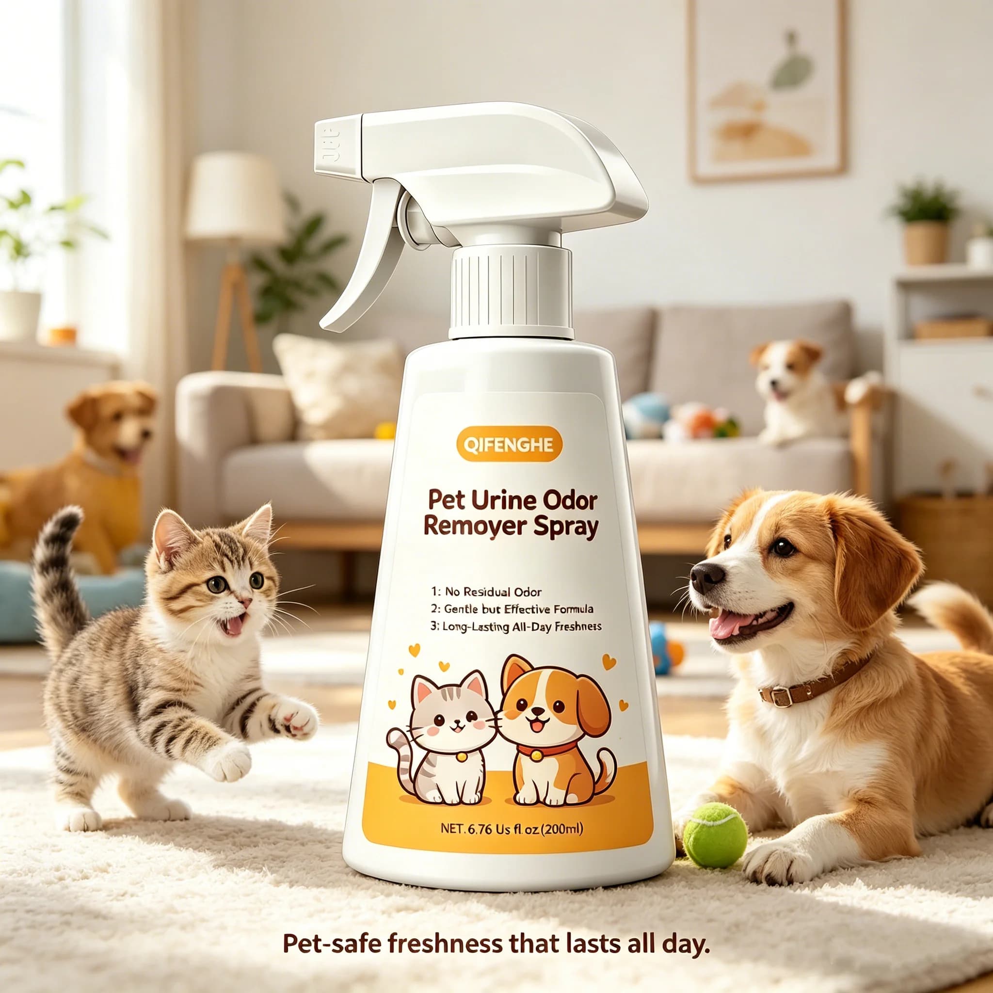 Spray anti-odeurs d'urine pour animaux de compagnie, formule douce mais efficace sans odeur résiduelle, fraîcheur longue durée toute la journée pour chats, chiens, maison
