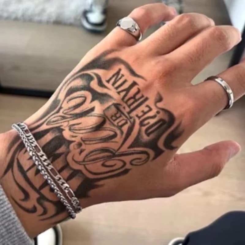 Tatouage semi-permanent | Totem porte-bonheur, motif graffiti, tatouage style hip-hop « devenir riche rapidement », tatouage pour le cou | Combinaison imperméable unisexe