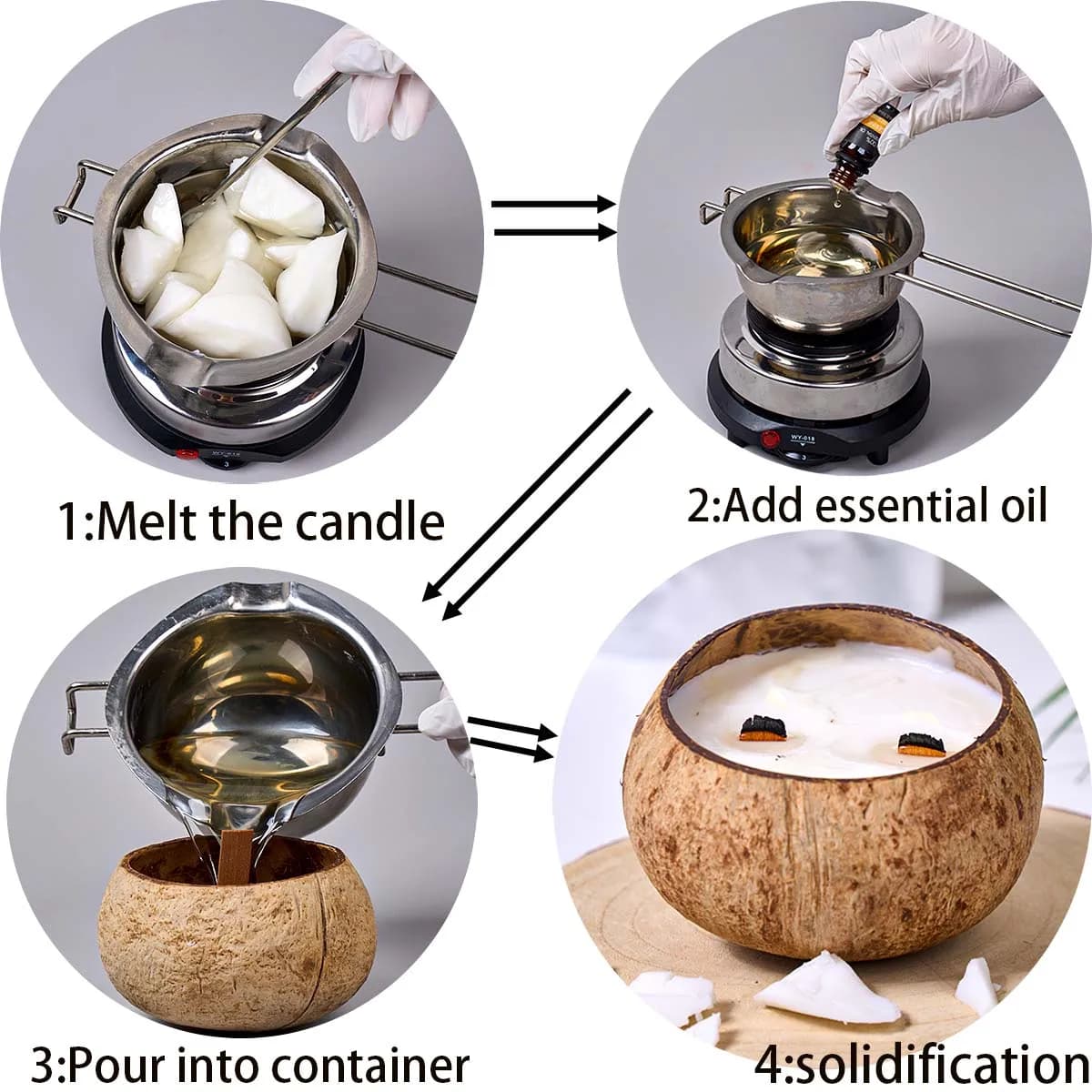 Cire de coco blanche 1LB, cire végétale naturelle, pour bougies parfumées faites main DIY, sans fumée, matériau pour mèches, fournitures d'artisanat