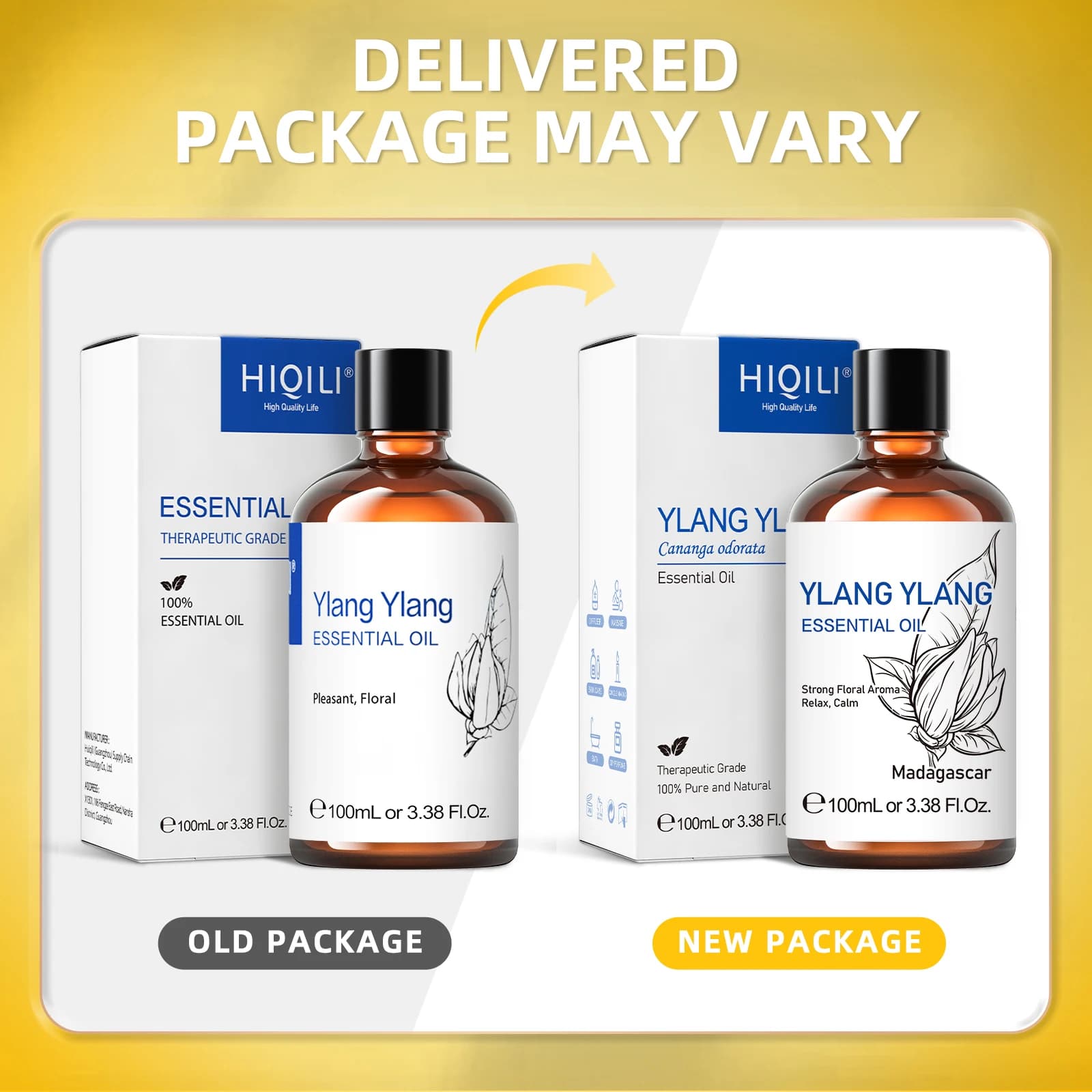 HIQILI 100ML Ylang Ylang huiles essentielles pour diffuseur/humidificateur/Massage/aromathérapie huile aromatique pour la fabrication de bougies/savon