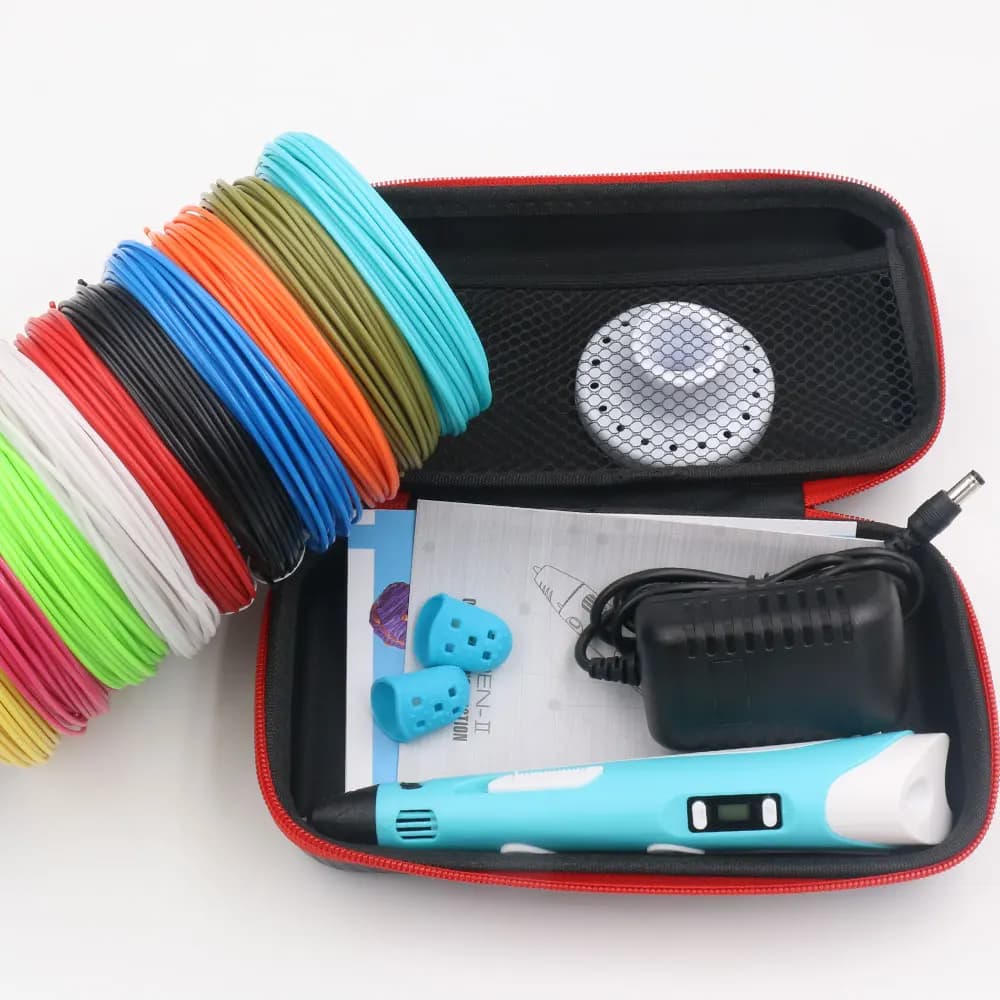 Stylo 3D pour enfants, stylo d'impression de dessin 3D avec adaptateur d'alimentation pour écran LCD, jouet à Filament PLA de 200M, cadeau de noël et d'anniversaire pour enfants, DIY
