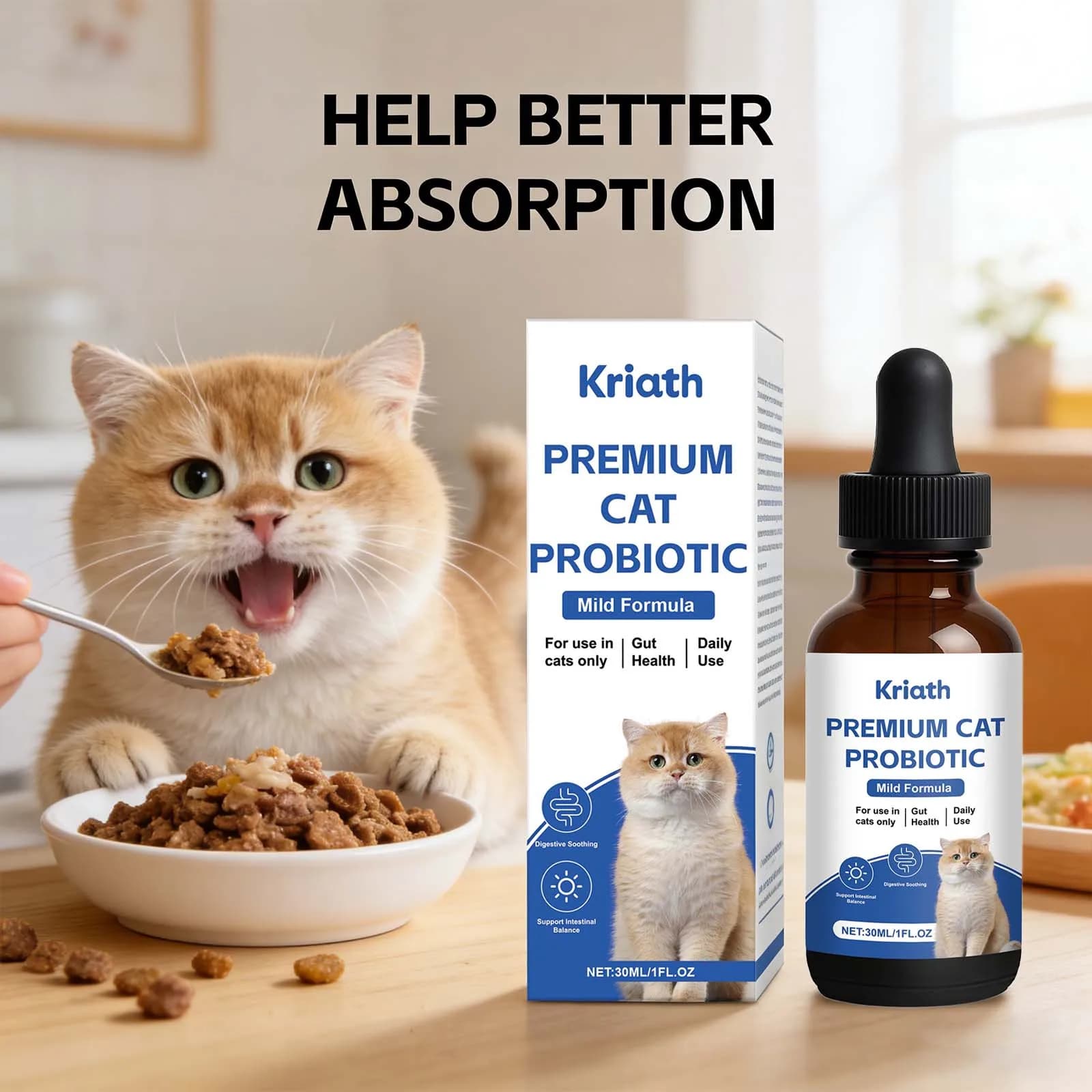 Probiotiques pour chats de qualité supérieure, favorisent la digestion, apaisent et soutiennent l'équilibre intestinal, maintiennent une microbiota saine dans l'intestin, gouttes probiotiques pour cha