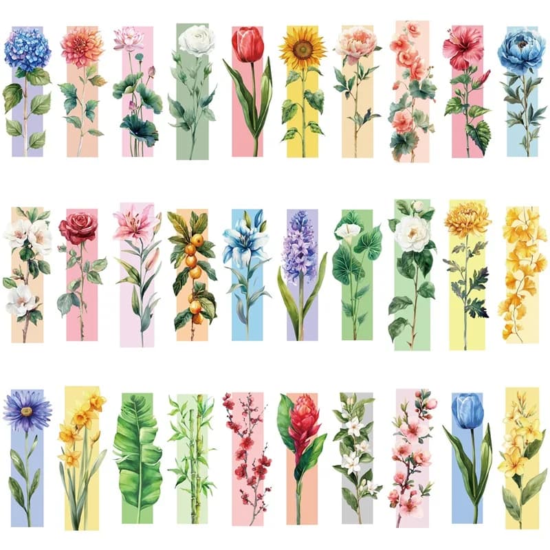 Marque-page en forme de fleur de printemps, 5/30 pièces, pour pages de livres, lecteurs, matériel créatif, fournitures de papeterie