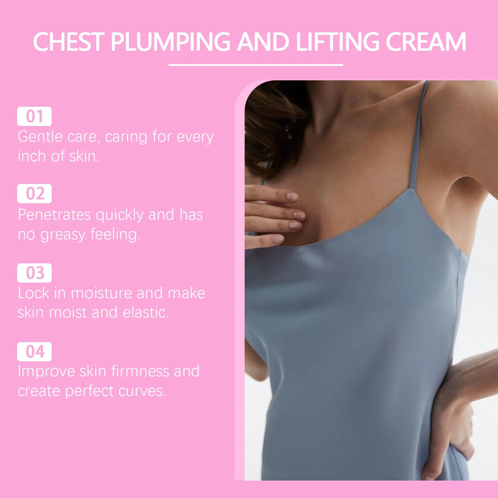 Crème Raffermissante et Volumatrice pour la Poitrine – Améliore les Seins Plats et Tombants – Soin et Massage des Seins