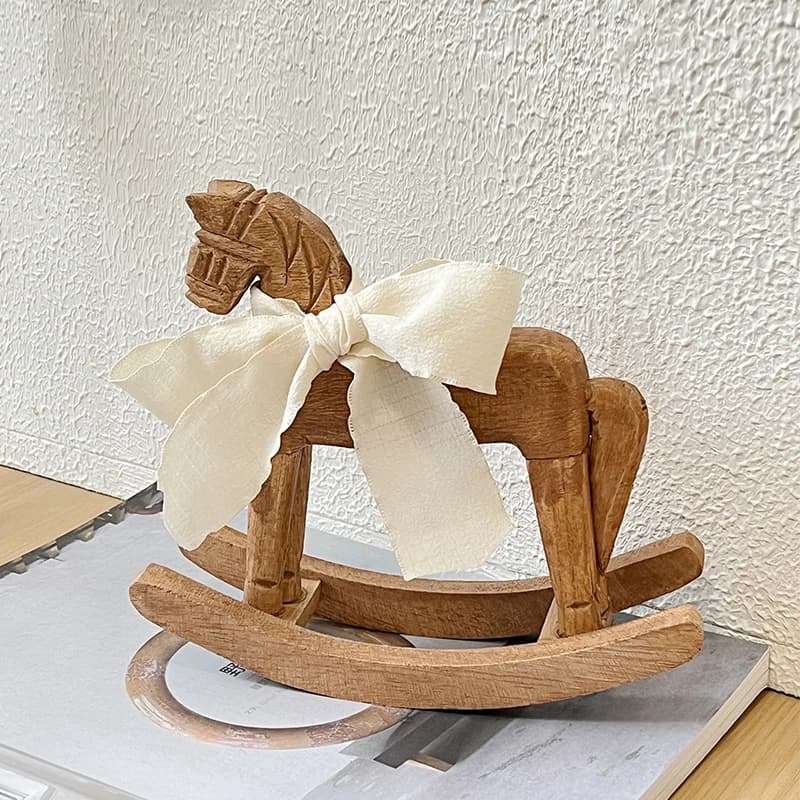 Série de chevaux en bois sculptés à la main, cheval à bascule rétro, décoration de bureau, ornement, cadeau commémoratif pour amis