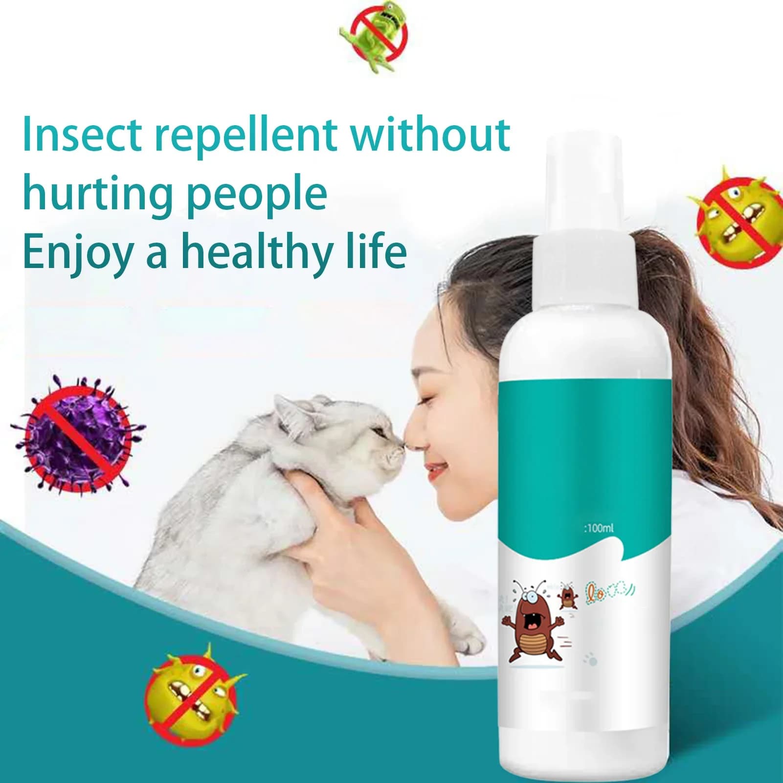 Spray anti-puces et tiques 100 ml pour chiens et chats, traitement contre les puces pour chiens et chats d'intérieur et d'extérieur, spray anti-puces et tiques pour animaux de compagnie