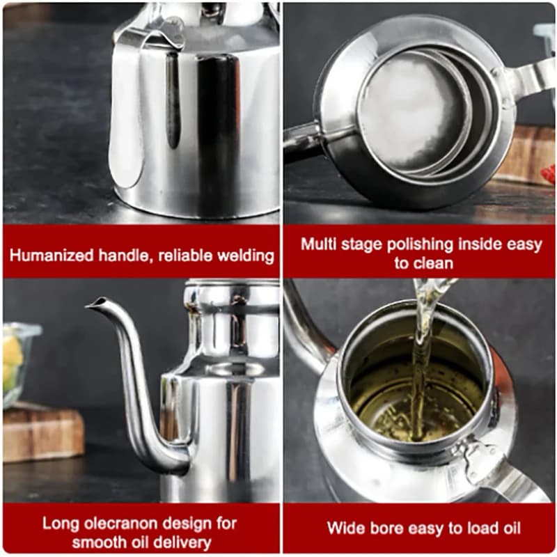Distributeur d'huile d'olive en acier inoxydable, bouteille de 310ml/500ml, Pot d'huile verseuse sans goutte, récipient de stockage pour salade et cuisine