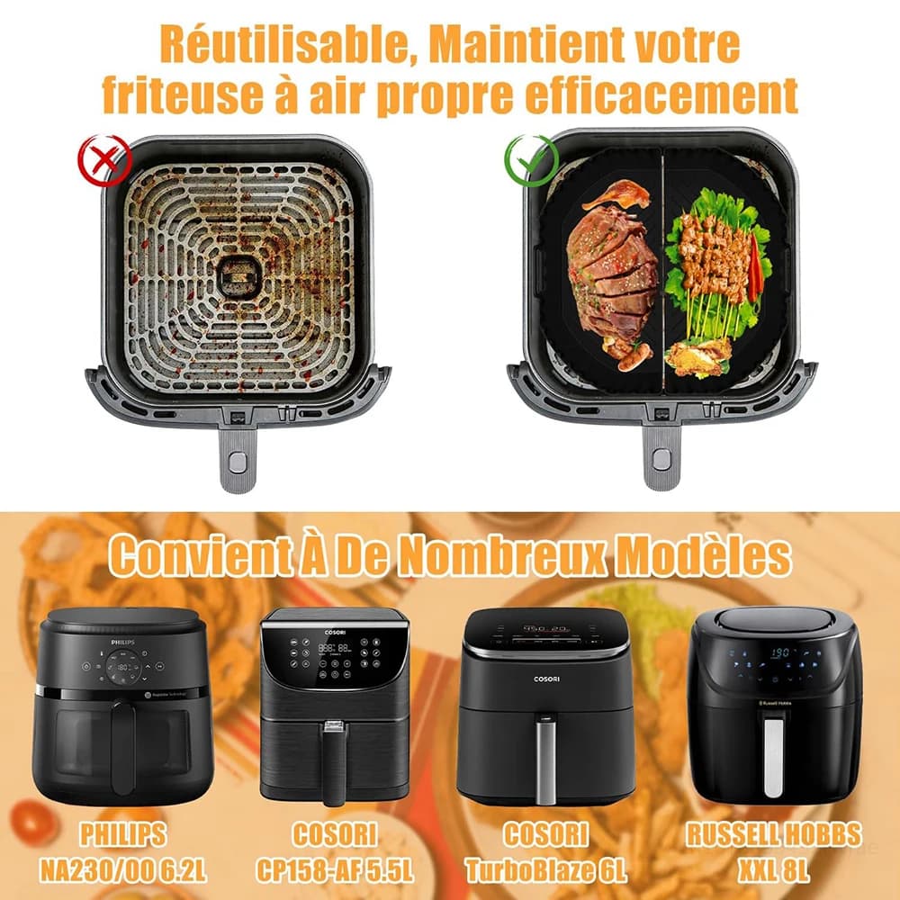 Accessoires de friteuse à Air 2x3.1L et 1x6.2L pour Philips série 2000 NA230 XL Cosori Turboblaze 6L, moule en Silicone réutilisable pour friteuse à air