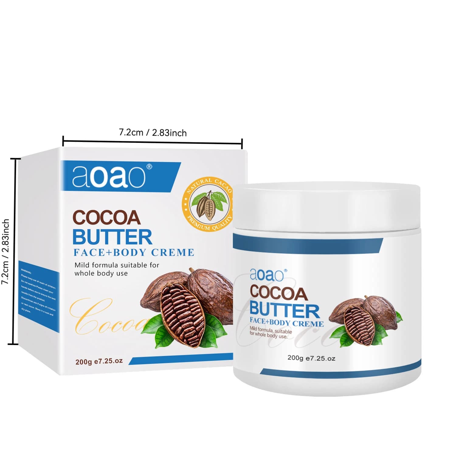 Crème pour le corps au beurre de karité - Formule au beurre de coco et au cacao, adaptée à tous les types de peau, hypoallergénique à la vitamine E